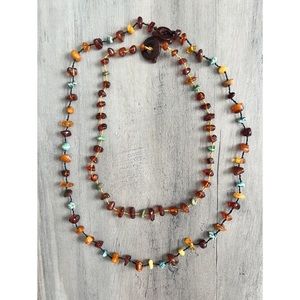 Amber & Turquoise Bead Necklaces (2)